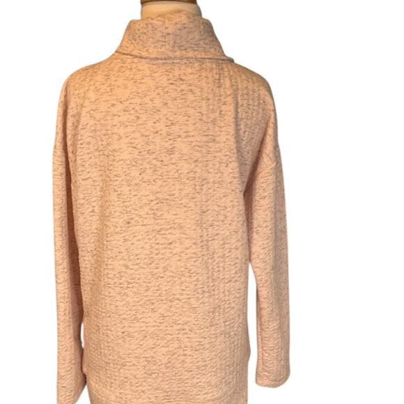 RBX Cowl Neck Heavy Knit Quilted Tunic Pullover Light Pink Sz Med Front Pockets - Picture 4 of 13